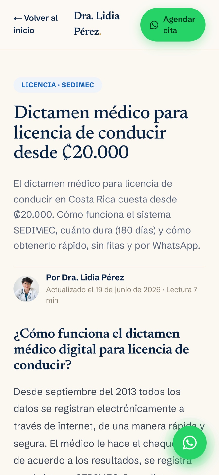 Article page on mobile