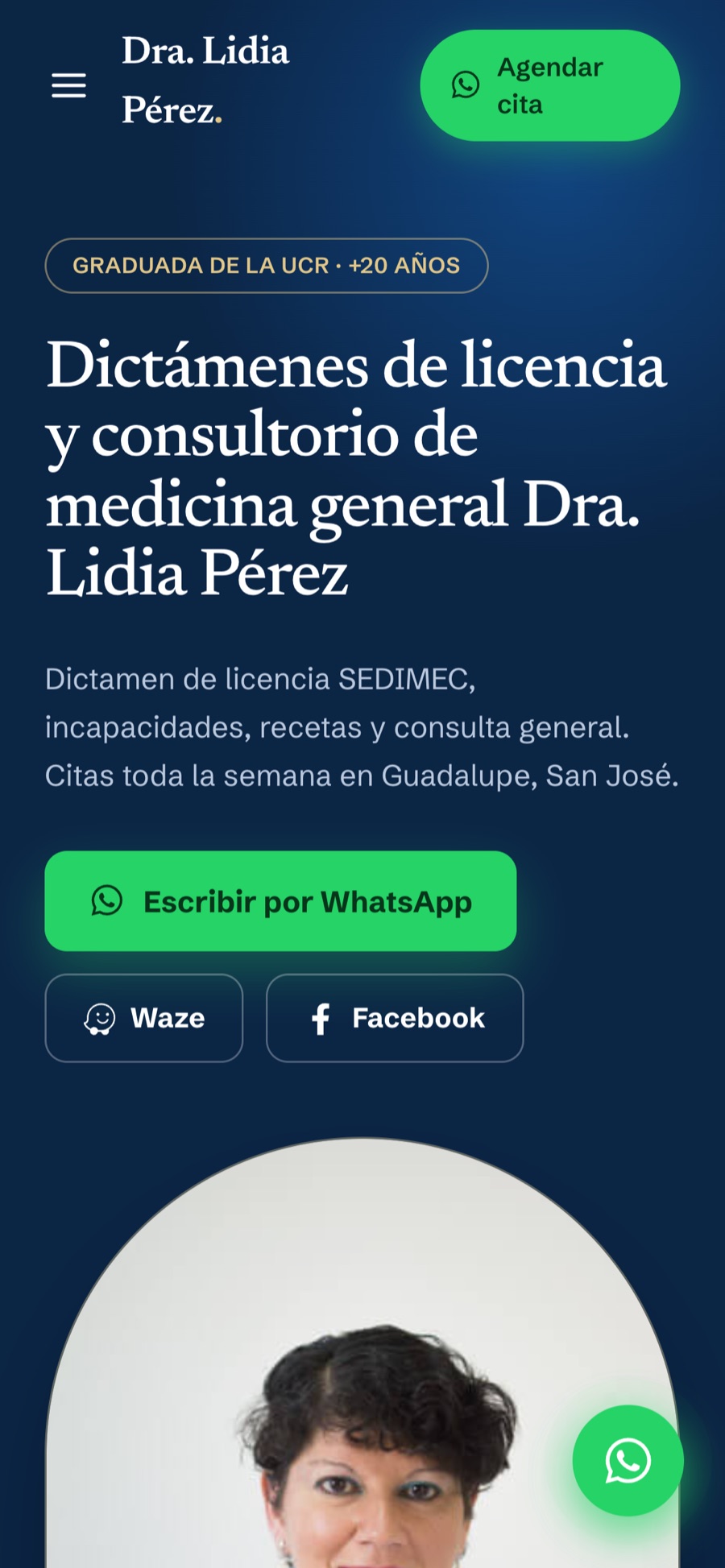 Homepage of the medical practice site on mobile
